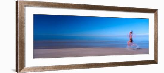 Woman Running on the Beach-null-Framed Photographic Print