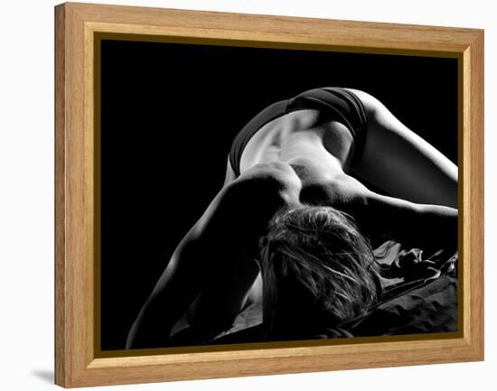 Woman's Back on Black Background-Antonino Barbagallo-Framed Premier Image Canvas