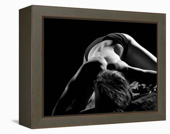 Woman's Back on Black Background-Antonino Barbagallo-Framed Premier Image Canvas