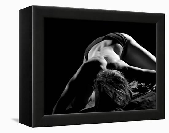 Woman's Back on Black Background-Antonino Barbagallo-Framed Premier Image Canvas