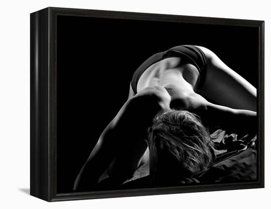 Woman's Back on Black Background-Antonino Barbagallo-Framed Premier Image Canvas