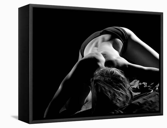 Woman's Back on Black Background-Antonino Barbagallo-Framed Premier Image Canvas