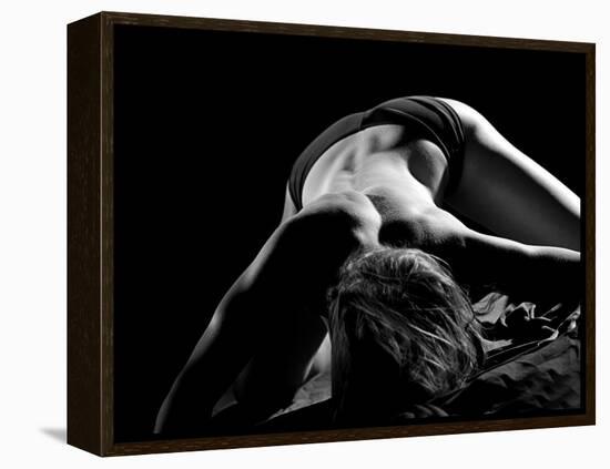 Woman's Back on Black Background-Antonino Barbagallo-Framed Premier Image Canvas