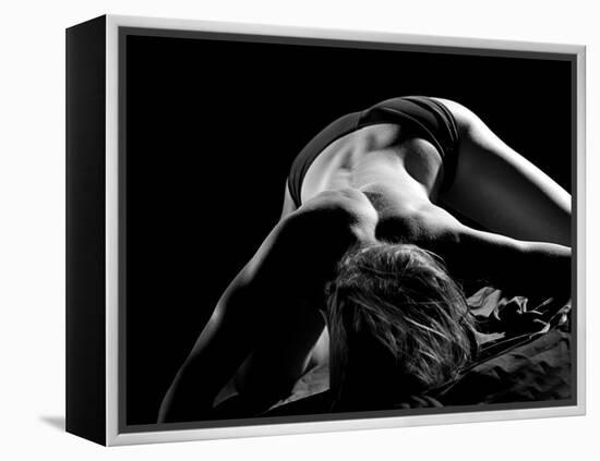 Woman's Back on Black Background-Antonino Barbagallo-Framed Premier Image Canvas