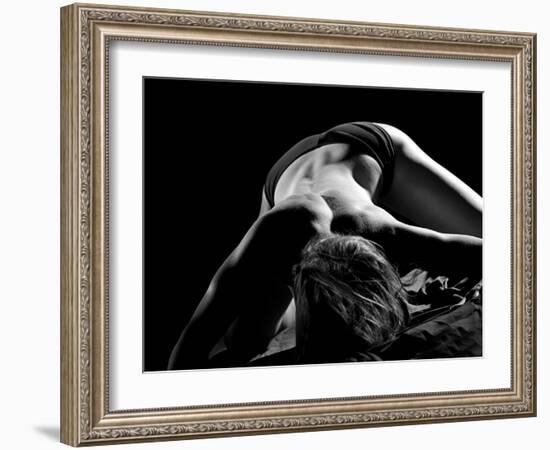 Woman's Back on Black Background-Antonino Barbagallo-Framed Photographic Print