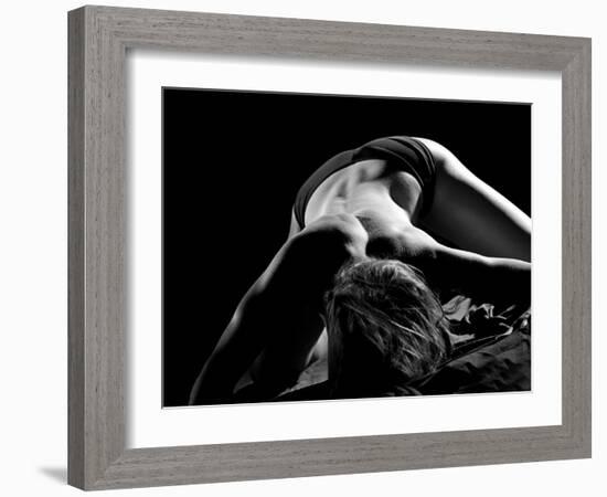 Woman's Back on Black Background-Antonino Barbagallo-Framed Photographic Print