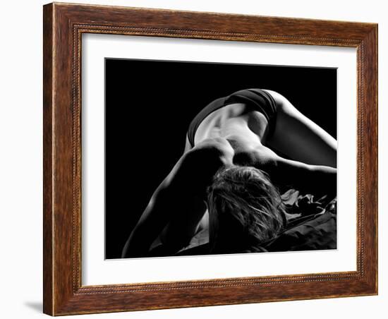 Woman's Back on Black Background-Antonino Barbagallo-Framed Photographic Print