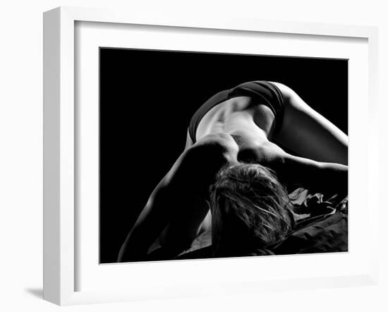 Woman's Back on Black Background-Antonino Barbagallo-Framed Photographic Print