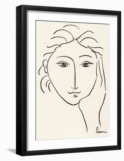 Woman's Face Sketch II-Simin Meykadeh-Framed Art Print