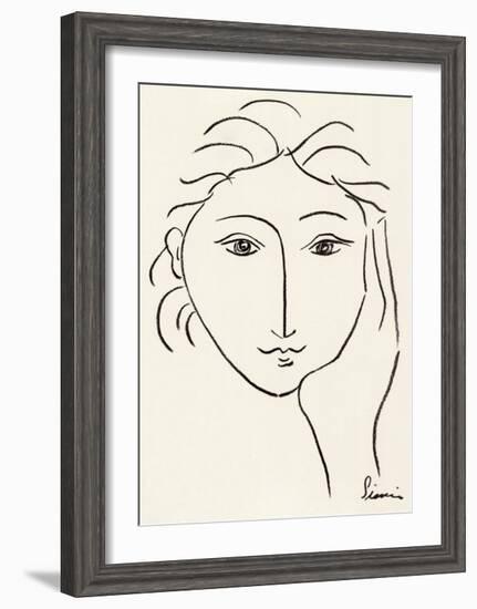 Woman's Face Sketch II-Simin Meykadeh-Framed Art Print