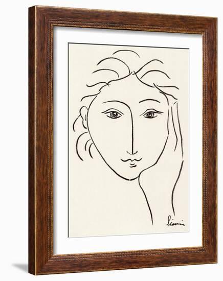 Woman's Face Sketch II-Simin Meykadeh-Framed Art Print