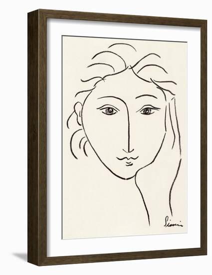 Woman's Face Sketch II-Simin Meykadeh-Framed Art Print