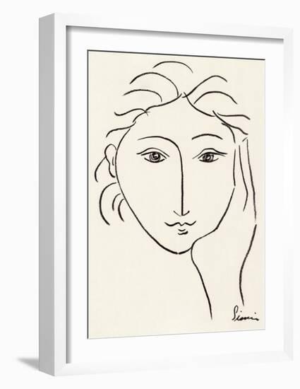 Woman's Face Sketch II-Simin Meykadeh-Framed Art Print