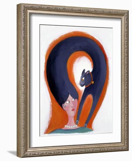 Woman's Hairstyle that Turns into a Cat - Illustration by Patrizia La Porta-Patrizia La Porta-Framed Giclee Print