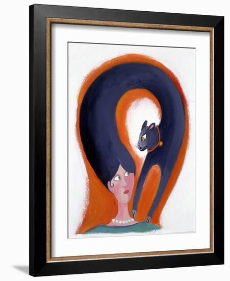 Woman's Hairstyle that Turns into a Cat - Illustration by Patrizia La Porta-Patrizia La Porta-Framed Giclee Print