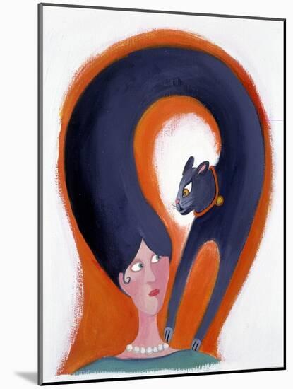 Woman's Hairstyle that Turns into a Cat - Illustration by Patrizia La Porta-Patrizia La Porta-Mounted Giclee Print