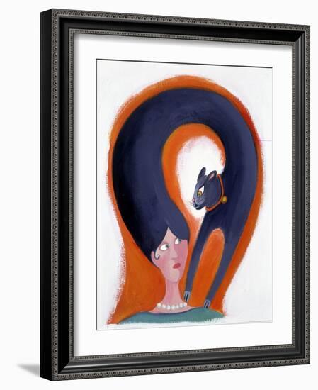 Woman's Hairstyle that Turns into a Cat - Illustration by Patrizia La Porta-Patrizia La Porta-Framed Giclee Print