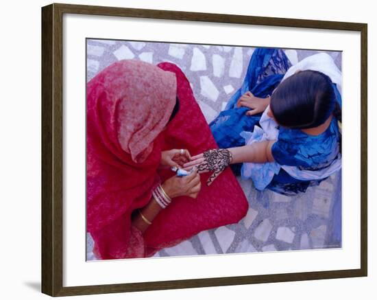 Woman's Hand Being Decorated with Henna Design, Rajasthan, India-Bruno Morandi-Framed Photographic Print