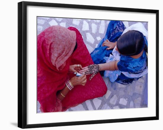 Woman's Hand Being Decorated with Henna Design, Rajasthan, India-Bruno Morandi-Framed Photographic Print