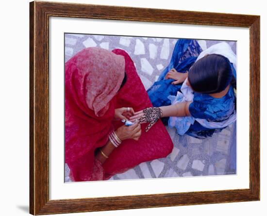 Woman's Hand Being Decorated with Henna Design, Rajasthan, India-Bruno Morandi-Framed Photographic Print