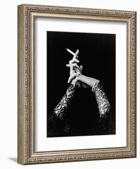 Woman's Hands Holding Cigarette-null-Framed Photographic Print