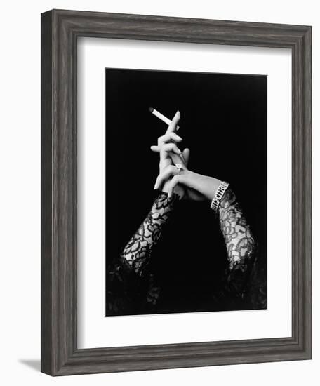 Woman's Hands Holding Cigarette-null-Framed Photographic Print