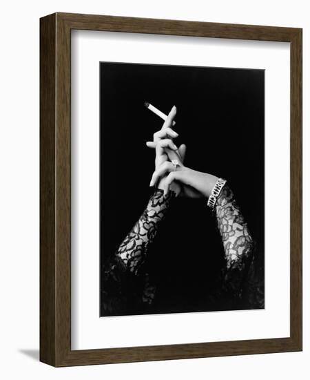 Woman's Hands Holding Cigarette-null-Framed Photographic Print