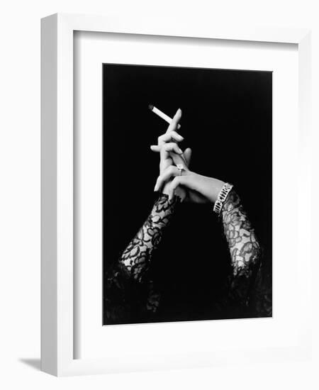 Woman's Hands Holding Cigarette-null-Framed Photographic Print