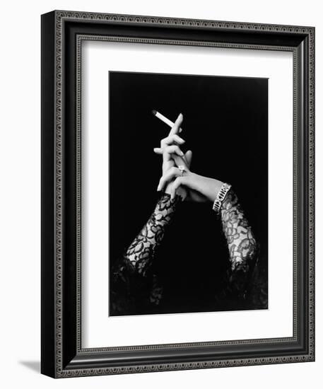 Woman's Hands Holding Cigarette-null-Framed Photographic Print