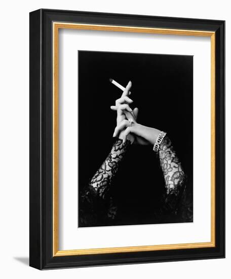 Woman's Hands Holding Cigarette-null-Framed Photographic Print