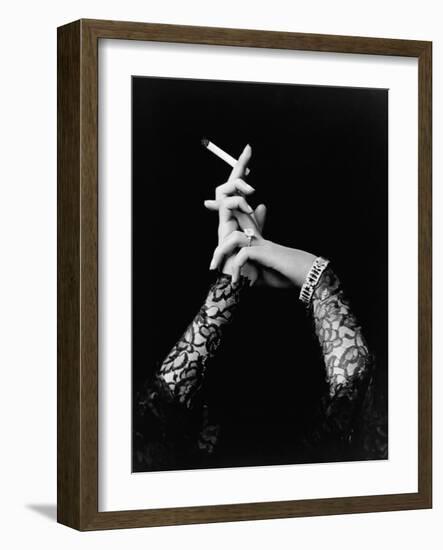 Woman's Hands Holding Cigarette-null-Framed Photographic Print