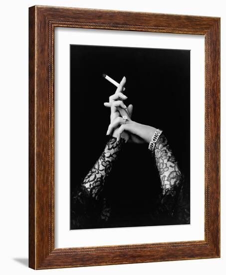 Woman's Hands Holding Cigarette-null-Framed Photographic Print