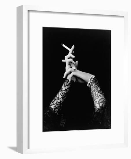 Woman's Hands Holding Cigarette-null-Framed Photographic Print