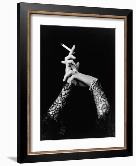 Woman's Hands Holding Cigarette-null-Framed Photographic Print