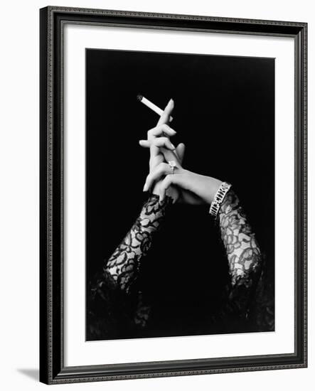 Woman's Hands Holding Cigarette-null-Framed Photographic Print