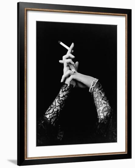 Woman's Hands Holding Cigarette-null-Framed Photographic Print