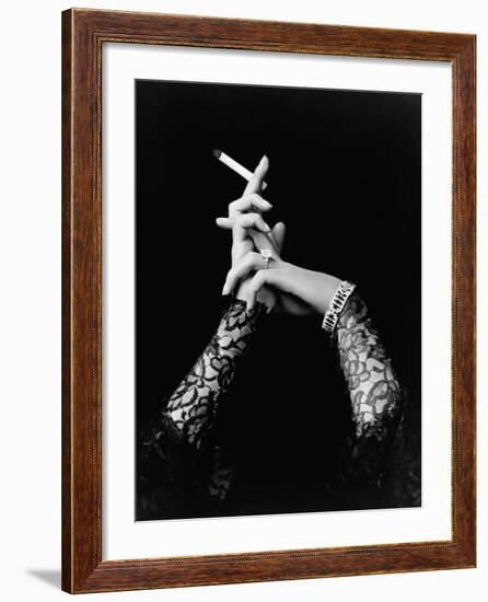 Woman's Hands Holding Cigarette-null-Framed Photographic Print