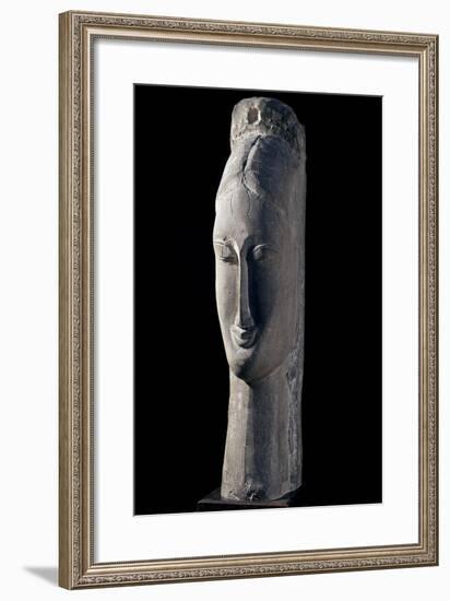 Woman's Head, by Amedeo Modigliani-null-Framed Photographic Print