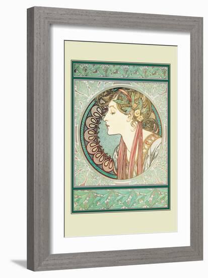 Woman's Profile-Alphonse Mucha-Framed Art Print