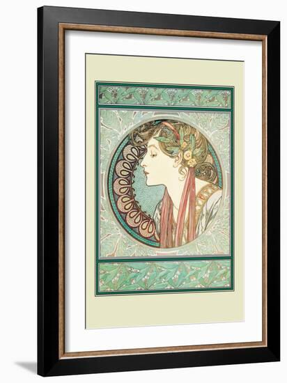 Woman's Profile-Alphonse Mucha-Framed Art Print