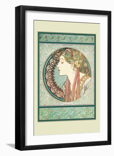 Woman's Profile-Alphonse Mucha-Framed Art Print