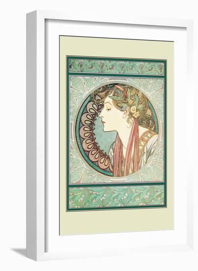 Woman's Profile-Alphonse Mucha-Framed Art Print