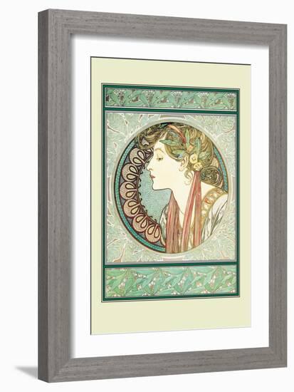 Woman's Profile-Alphonse Mucha-Framed Art Print