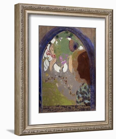 Woman's Silhoutte In A Window-Odilon Redon-Framed Art Print