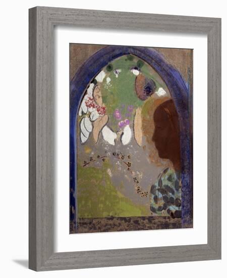 Woman's Silhoutte In A Window-Odilon Redon-Framed Art Print