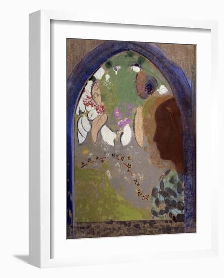 Woman's Silhoutte In A Window-Odilon Redon-Framed Art Print