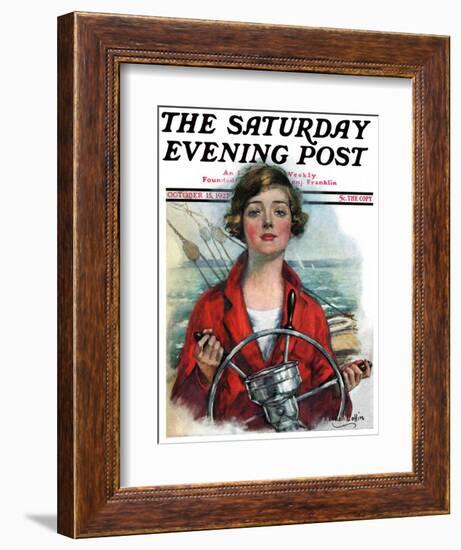 "Woman Sailor," Saturday Evening Post Cover, October 15, 1927-William Haskell Coffin-Framed Giclee Print