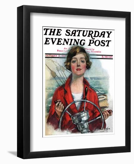 "Woman Sailor," Saturday Evening Post Cover, October 15, 1927-William Haskell Coffin-Framed Giclee Print