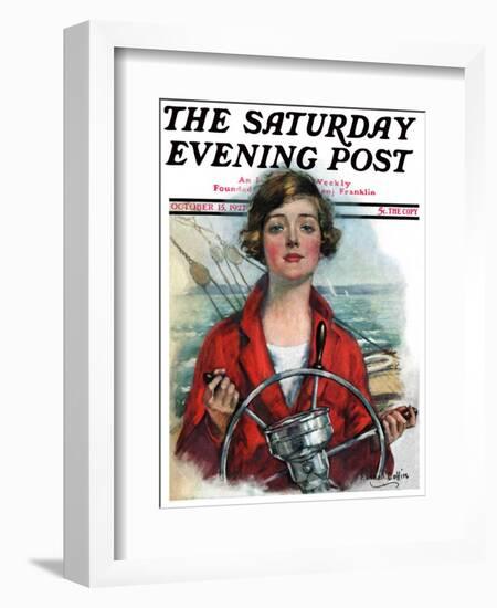 "Woman Sailor," Saturday Evening Post Cover, October 15, 1927-William Haskell Coffin-Framed Giclee Print