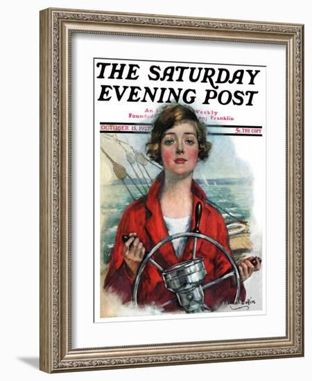 "Woman Sailor," Saturday Evening Post Cover, October 15, 1927-William Haskell Coffin-Framed Giclee Print